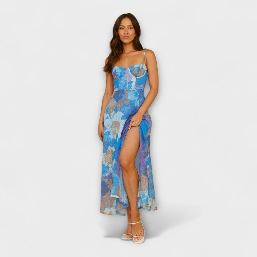 Audrey - Floral Print Strap Dress for Women - Stylish and Alluring