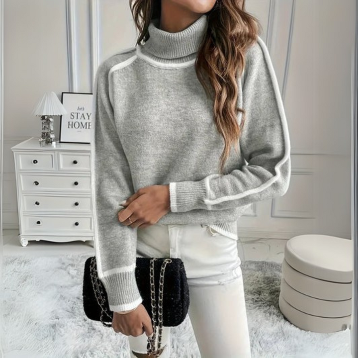 Aurora - Elegant High Collar Sweater for a Stylish Look