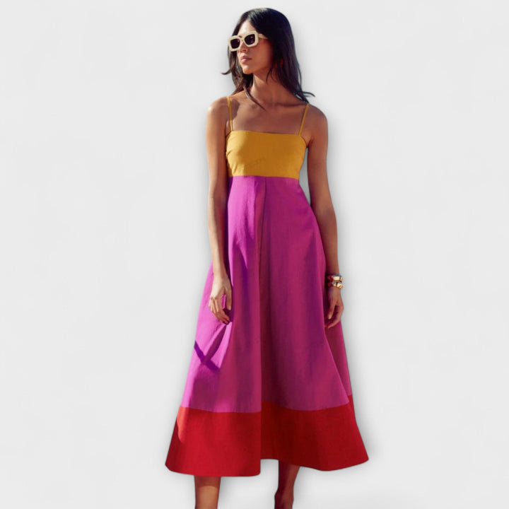 Color Block Spaghetti Strap Dress