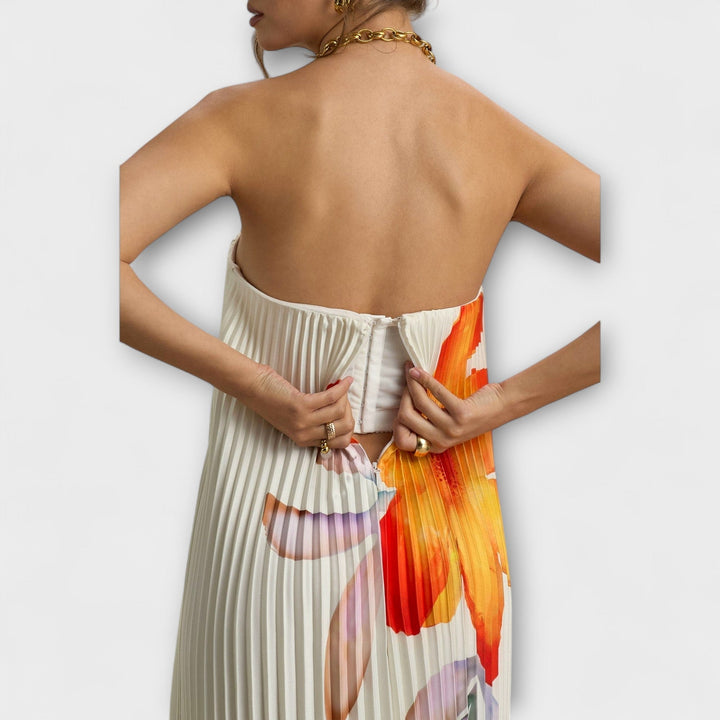 Michelle - Sweetheart Maxi Dress in Orange Floral