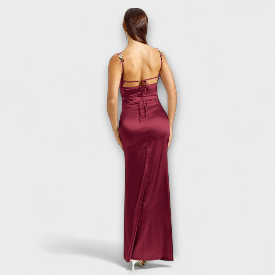 Eira - Embellished Satin Dress with Back Lacing