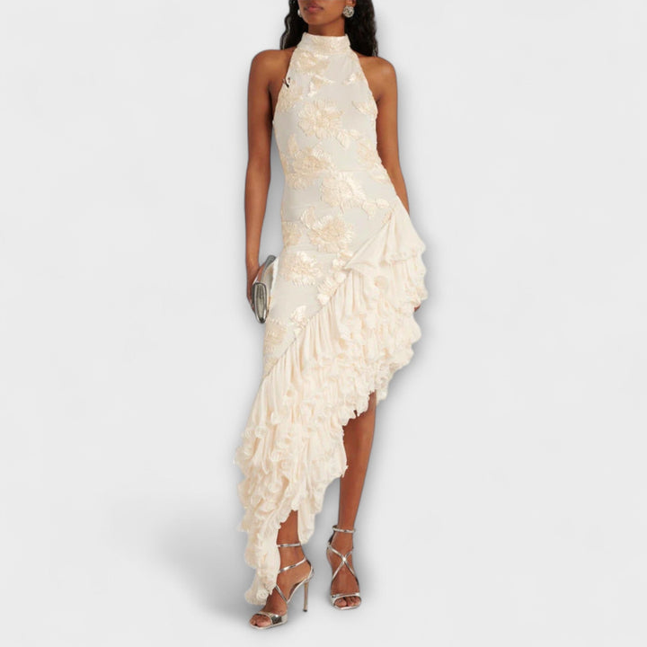 Karen - Maxi Dress with Floral Appliqués