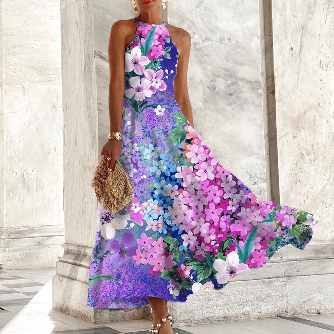 Eileen - Halter Neck Long Floral Dress