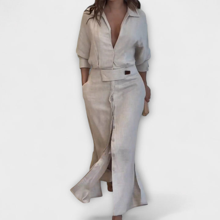 Jeanette - Maxi Dress with V-Neck