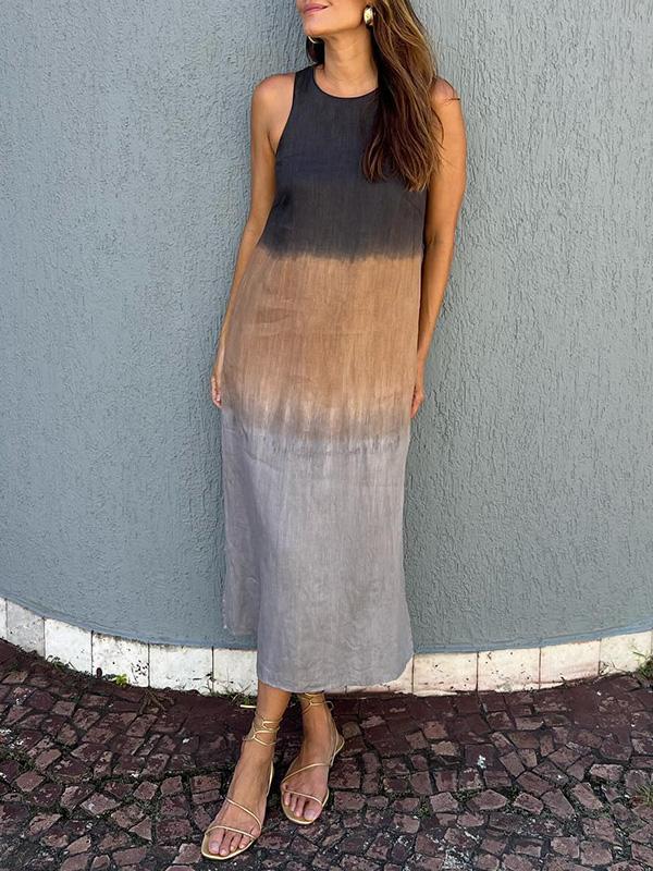 Briar - Casual Cotton Linen Side Split Long Dress